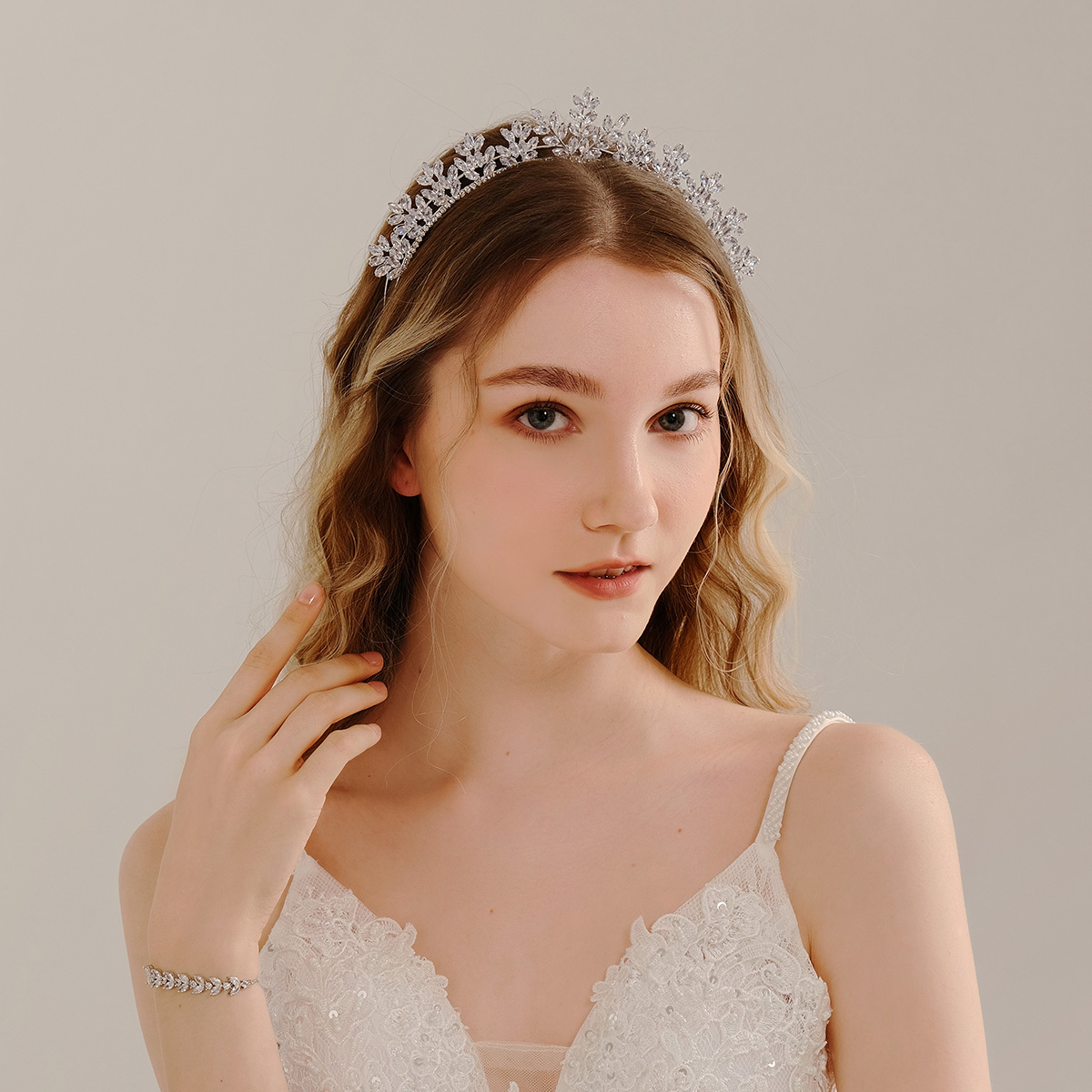 Zircon Headdress Wedding Headwear Accessories Silver headband — 4