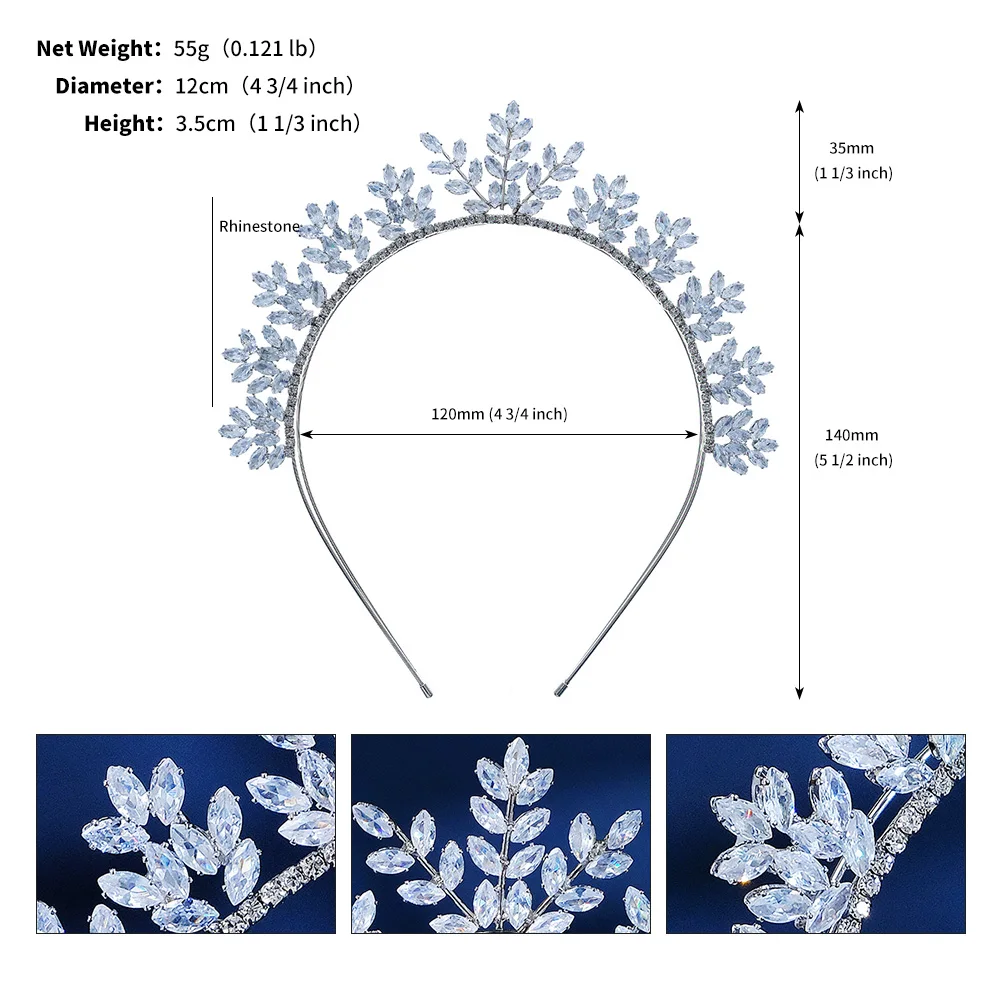 Zircon Headdress Wedding Headwear Accessories Silver headband — 6