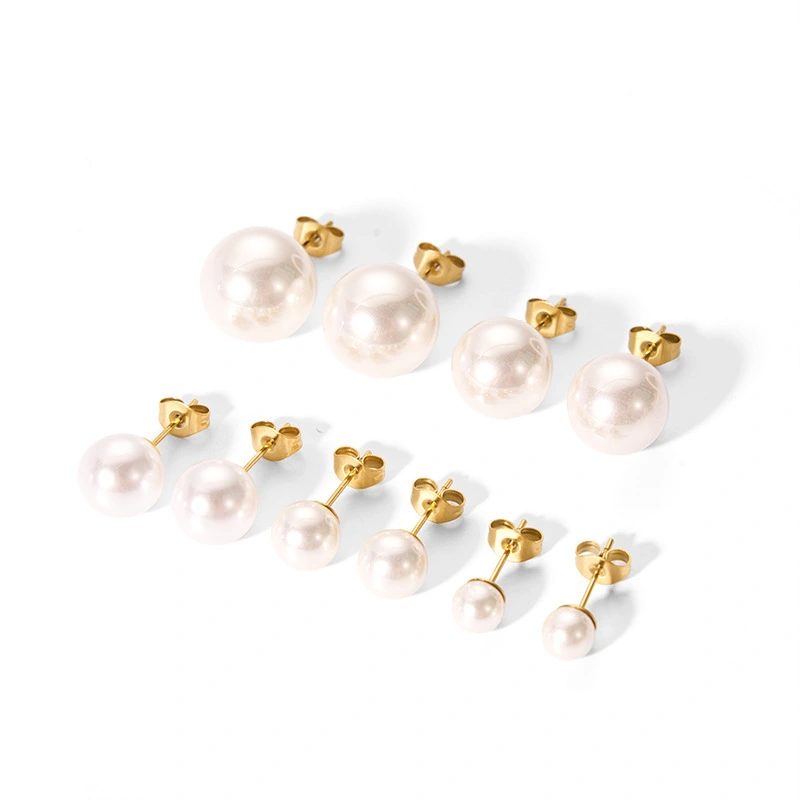 Gold Pearl Earrings Minimalist Titanium Steel Neck jewelry 1