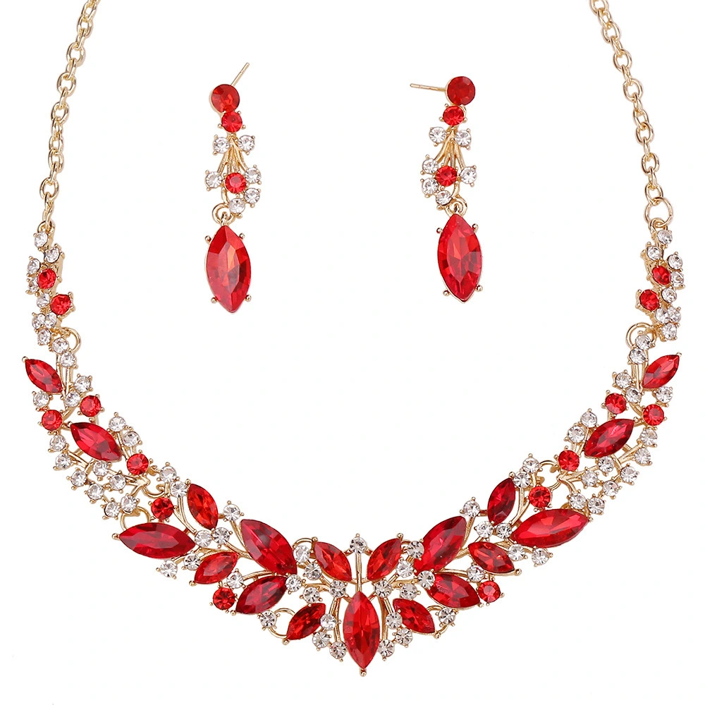 Earrings and Necklace Jewelry Set Flower Retro Design 1