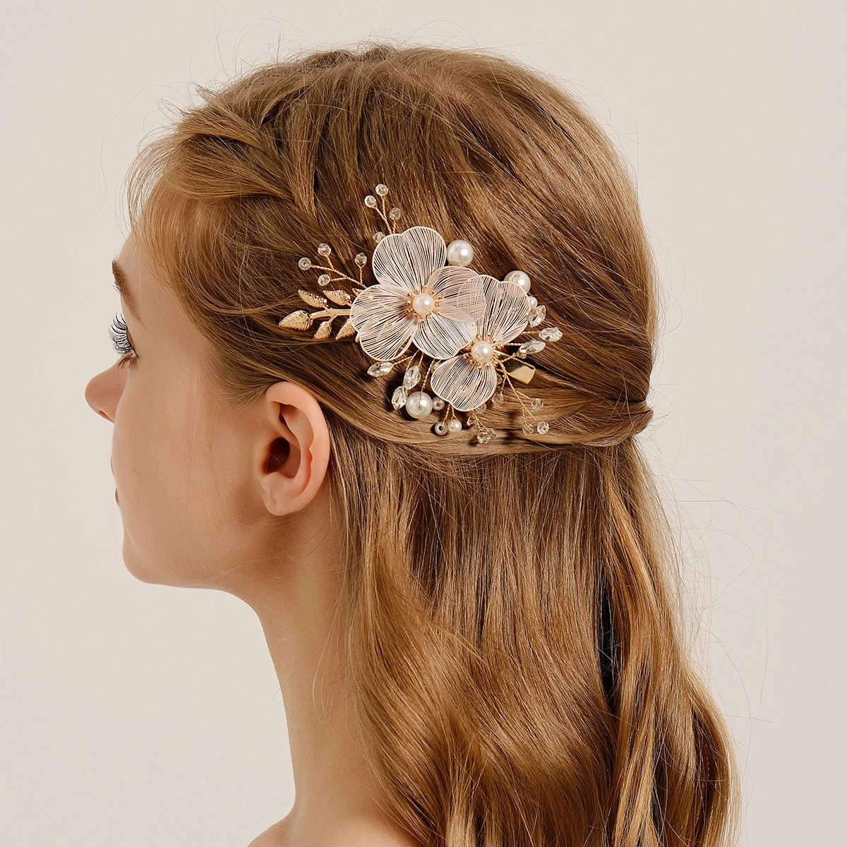 Exquisite Hollowed Hairpiece Handmade Copper Flower Wedding Bobby Pin Wholesale 1