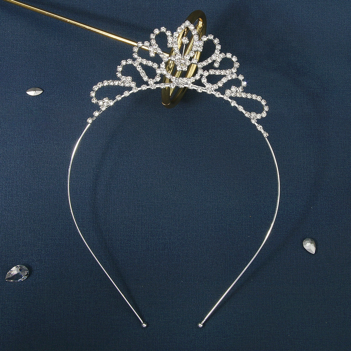 Child's Tiara Crown Princess Style Alloy Crown Headband Exquisite Sparkling Rhinestone Hair Accessory 1