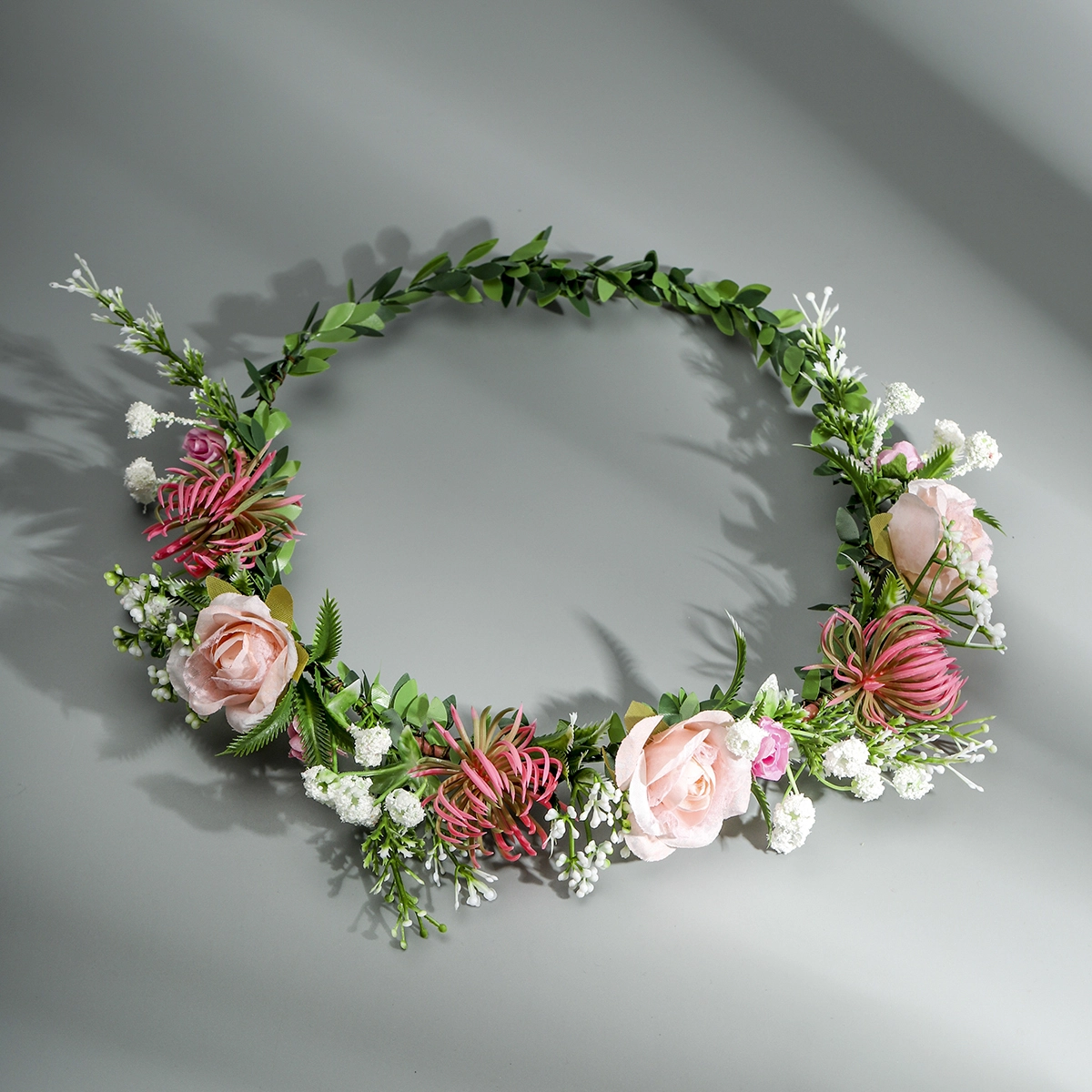 Forest-Style Bride's Wedding Flower Crown Wholesale Exquisite Colorful Fabric Flower Hair Accessories 1
