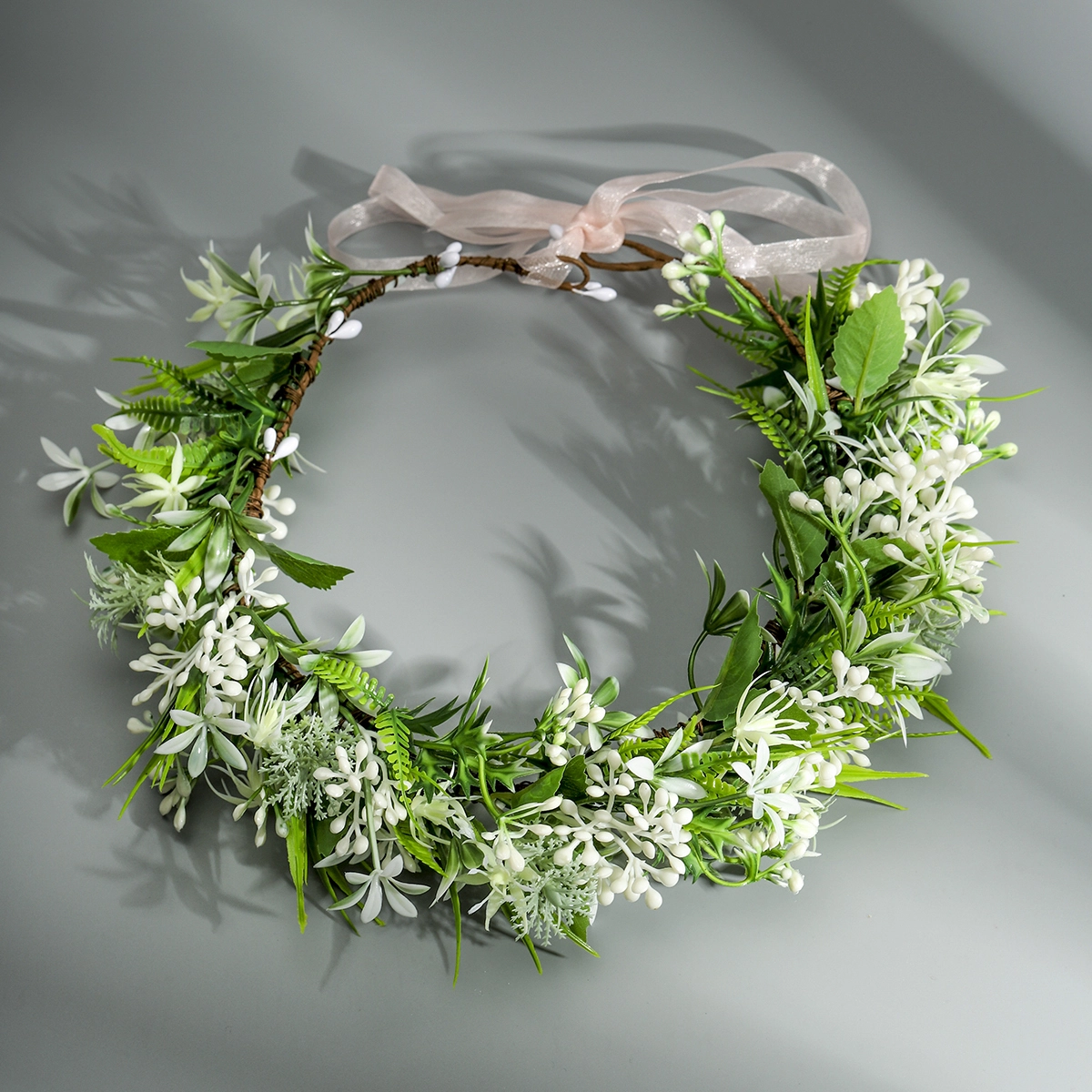 Elegant Pastoral Style Flower Crown Wholesale Bridal Wedding Forest Green Handmade Flower Wreath 1