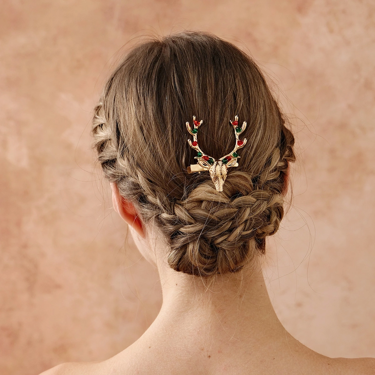Fashion Gold Handmade Deer Antler Hair Clip Unique Exaggerated Women Ball Party Hair Accessories Hair Clip 1
