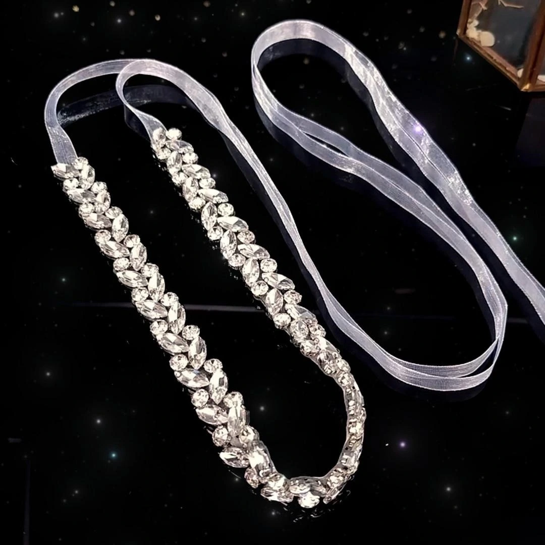 Happy Bridal Fashion Rhinestone Bridal Belt Simple Style Elegant Women's Accessory for Banquet Wedding Party 1