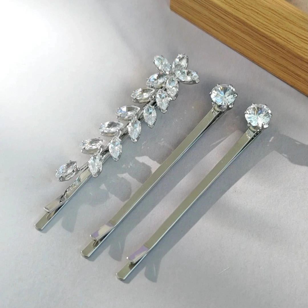 Happy Bridal Bridal Round Zircon Hair Clips Set Fashion Bobby Pins for Wedding, Prom & Daily Wear 1